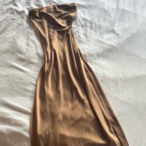 Reformation Strapless Bronze Dress